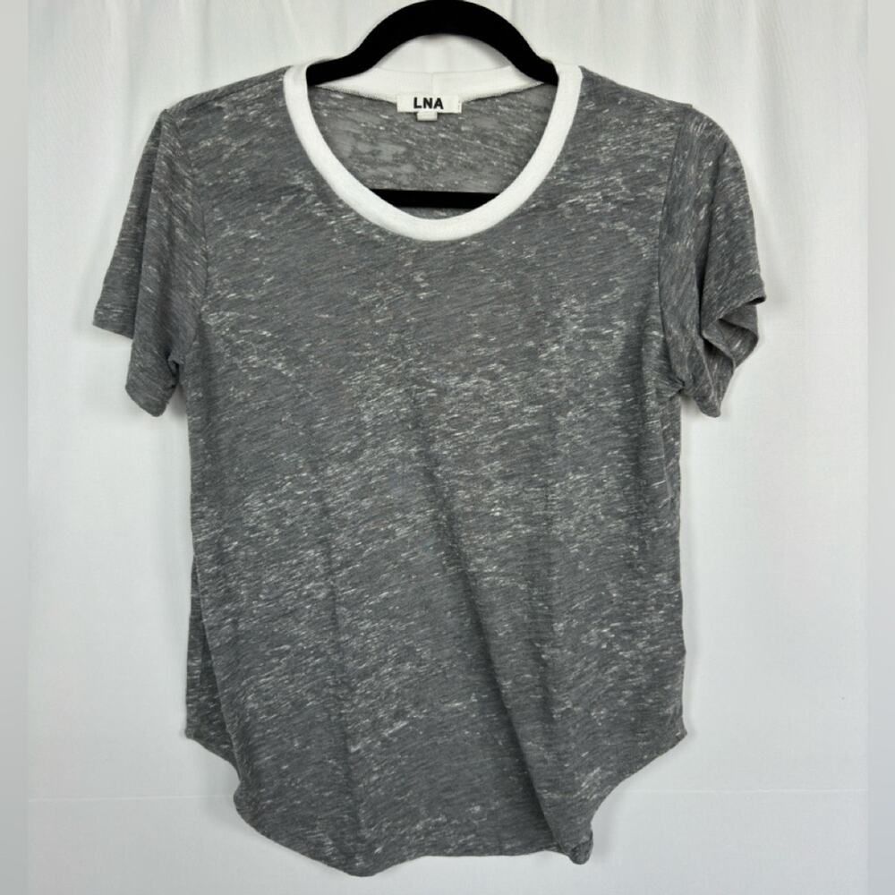 LNA Revolve Grey Marbled Scoop Neck Short Sleeve T Shirt Size Small